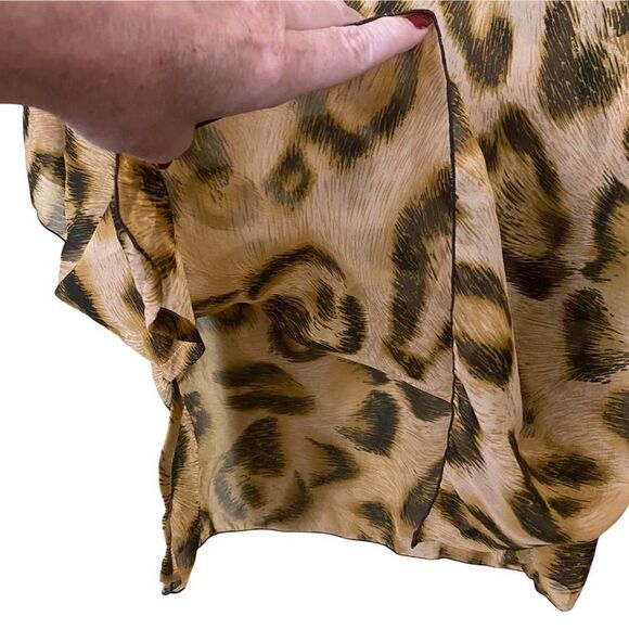 Faith Animal Print Beaded Chiffon Sheer V-Neck Tunic Blouse Size Medium - Picture 4 of 10